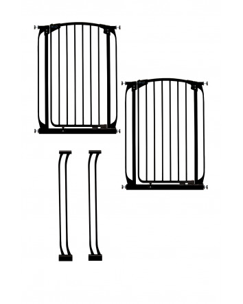 CHELSEA XTRA-TALL BLACK GATE & EXTENSION SET (2 GATES 2 EXTENSIONS)